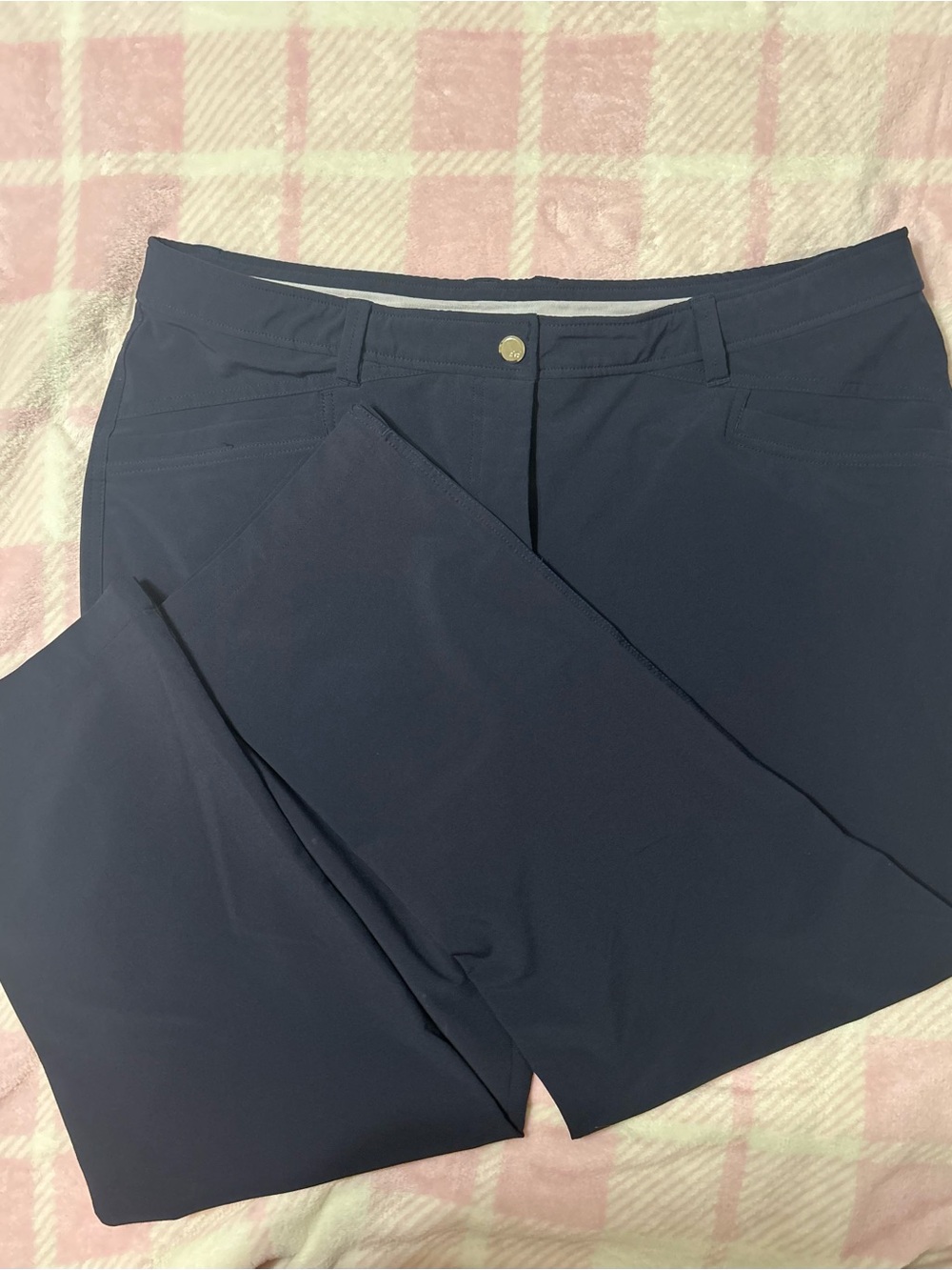 Women's Tailored Navy Straight-Leg Pants